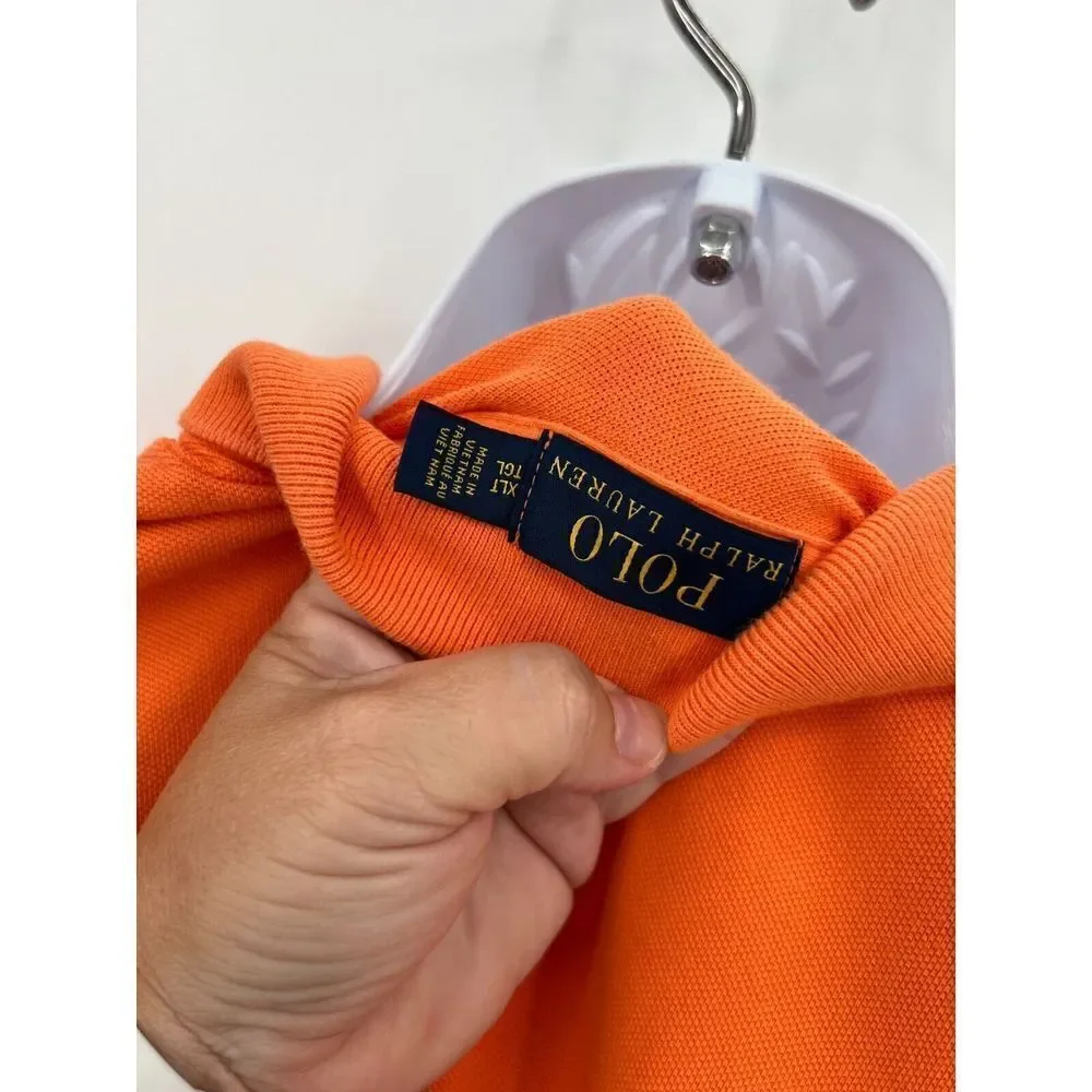 Polo Ralph Lauren Mens Shirt XLT Orange Blue Big Pony Rugby Button